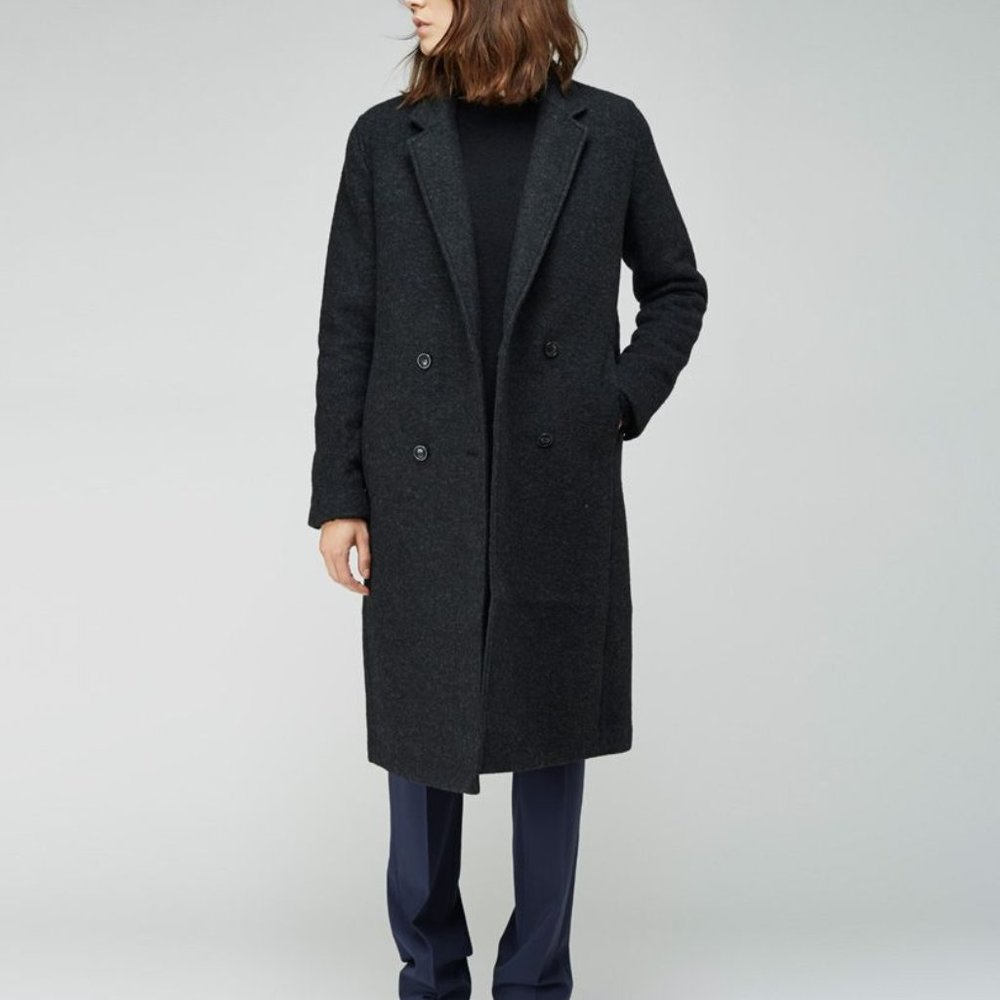 T by Alexander Wang Designer Charcoal Wool Coat